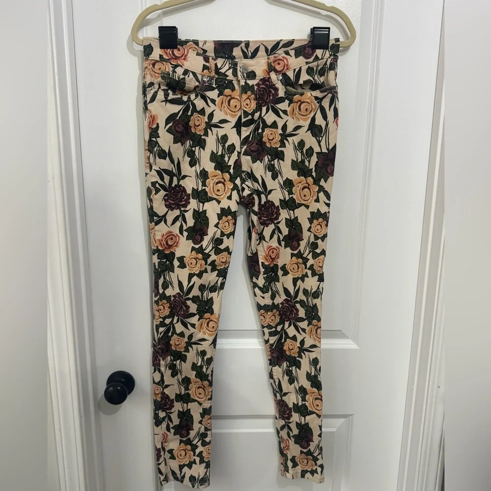 VENUS Women's Multicolor Floral Print Skinny Stretch Pants Size 10 - Picture 2 of 7